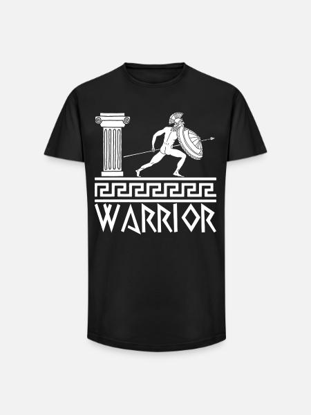 White hoplite Greek warrior - Long Fit Men's T-Shirt - black