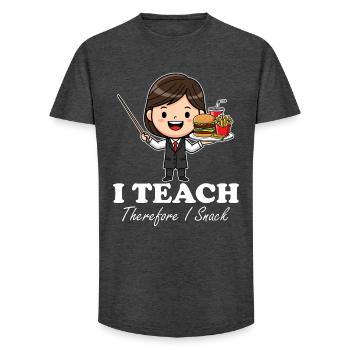 I TEACH, THEREFORE I SNACK - TEACHER GIFT - Long Fit Men's T-Shirt - charcoal grey - Front - AI Model Male 185 light (185cm)