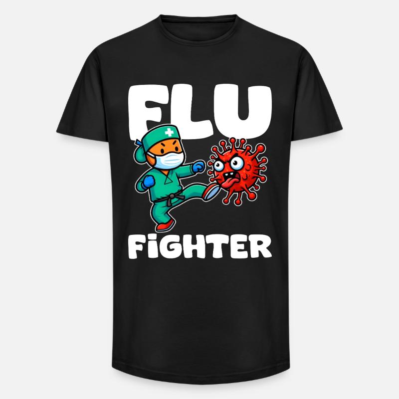 FLU FIGHTER - KRANKENSCHWESTER GESCHENK - Long Fit Männer T-Shirt - Schwarz