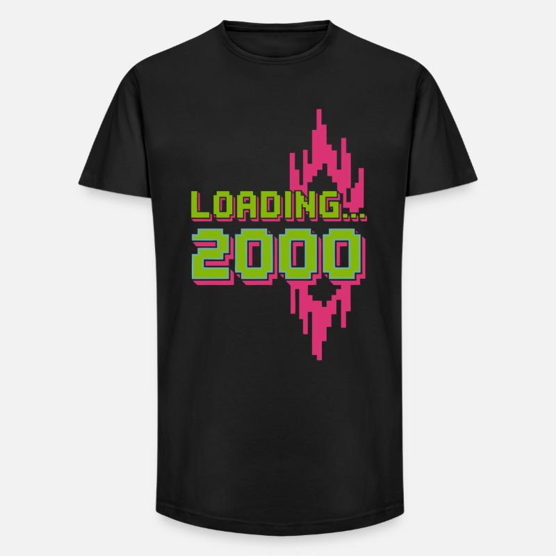 Retro Pixel Loading 2000 Design - Long Fit Männer T-Shirt - Schwarz