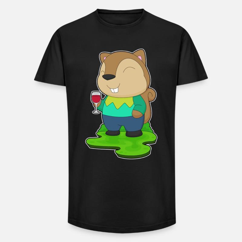 Eichhörnchen Rotwein - Long Fit Männer T-Shirt - Schwarz