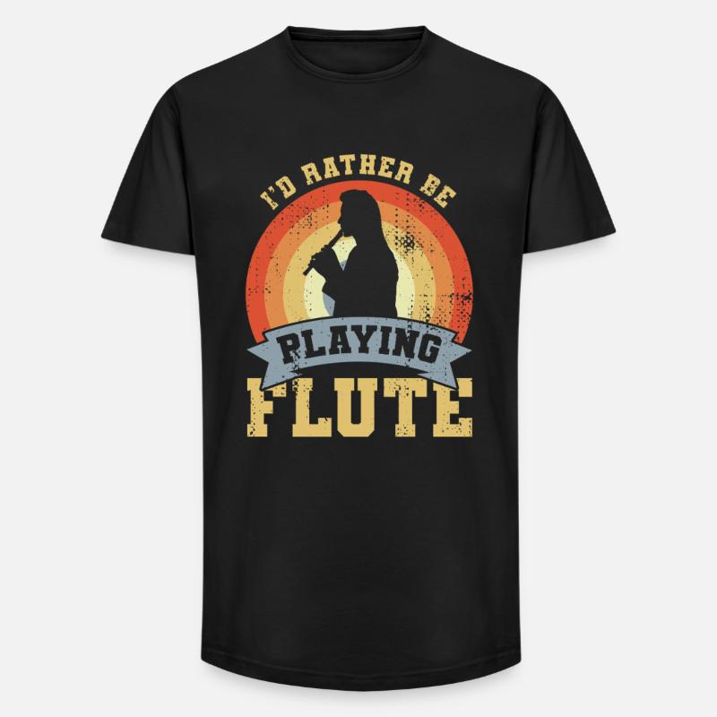 I’d Rather Be Playing Flute - Long Fit Männer T-Shirt - Schwarz