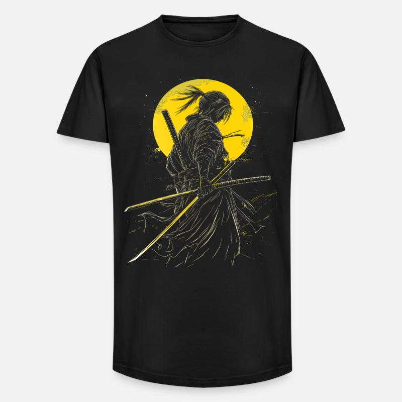 Samurai anime - Long Fit Männer T-Shirt - Schwarz