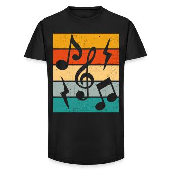Music Notes Retro - Long Fit Men's T-Shirt - black - Front - AI Model Male 185 light (185cm)