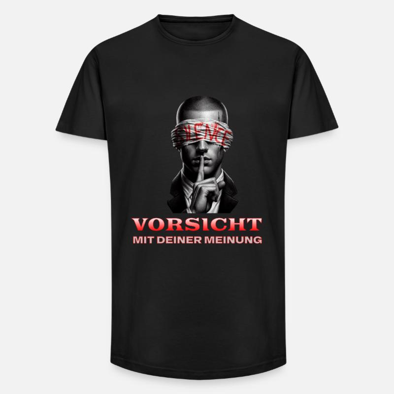 Vorsicht, Subtile Botschaft mit Augenbinde - Long Fit Männer T-Shirt - Schwarz