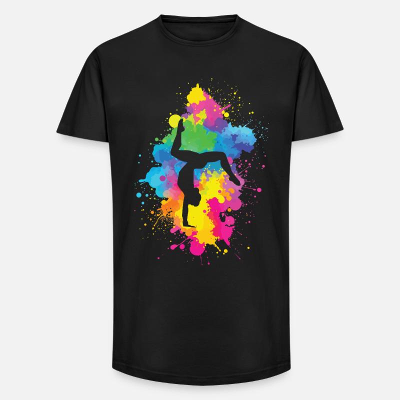 Acrobaties avec explosion de couleurs - T-shirt coupe longue homme - noir