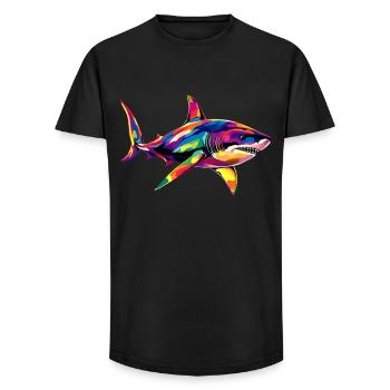 Hai Haifisch Tigerhai Taucher Süße Haie Weißer Hai - Long Fit Männer T-Shirt - Schwarz - Vorne - AI Model Male 185 light (185cm)