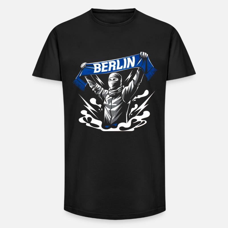 Stylized Neon Graffiti Berlin Scene - Long Fit Men's T-Shirt - black