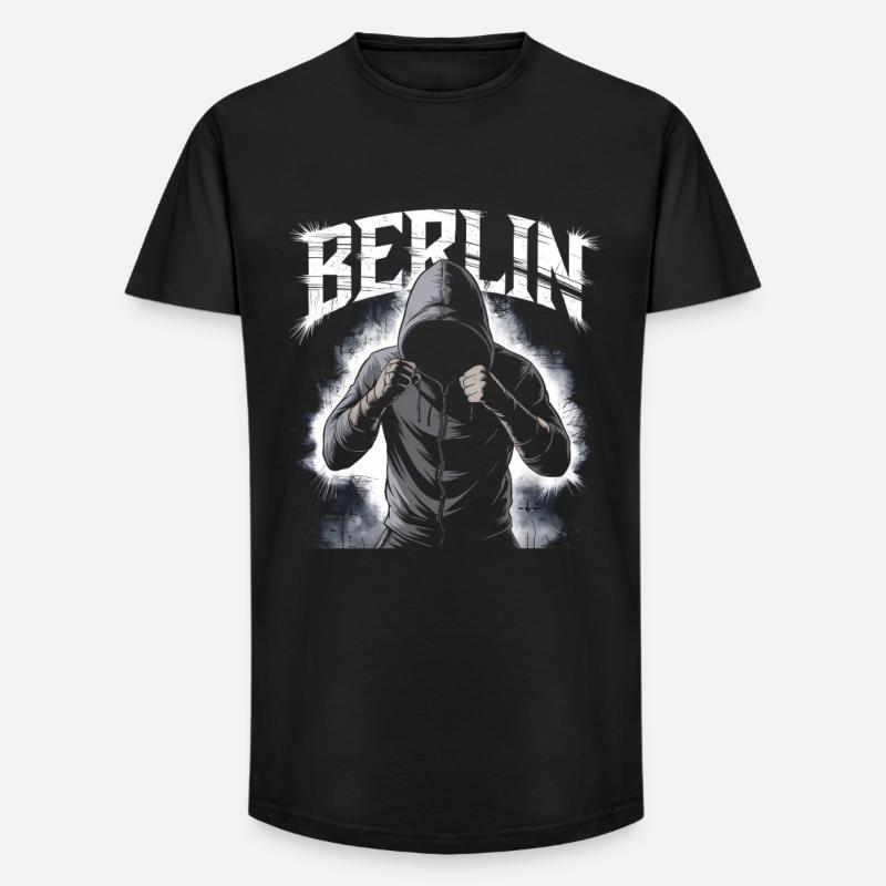 Graffiti-Style Berlin Stadtbild - Long Fit Männer T-Shirt - Schwarz