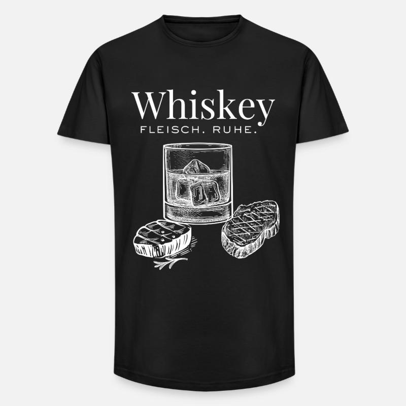 Whiskey & Fleisch – Ruhig genießen - Long Fit Männer T-Shirt - Schwarz