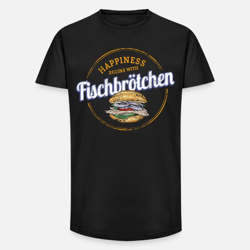 Fischbrötchen mit Matjes oder Bismarckhering - Long Fit Männer T-Shirt - Schwarz