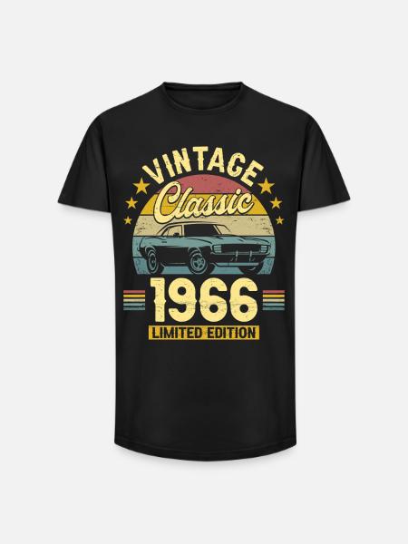 1966 Voiture 60 Ans Anniversaire Homme - T-shirt coupe longue homme - noir