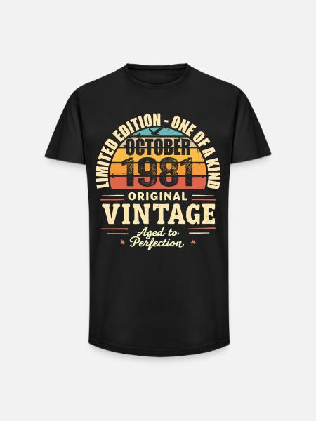 Retro October 1981 - birthday october 1981 - Long Fit Men's T-Shirt - black