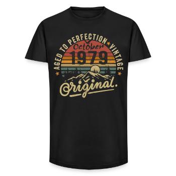 1979 Geboren im oktober 1979 Jahrgang oktober 1979 - Long Fit Männer T-Shirt - Schwarz - Vorne - AI Model Male 185 light (185cm)