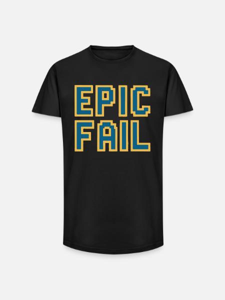 Epic fail - retro 8-bit gaming meme - Long Fit Men's T-Shirt - black
