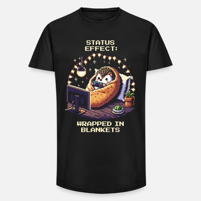 Status: Eingekuschelt in Decken - Long Fit Männer T-Shirt - Schwarz