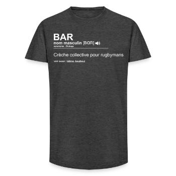 Bar Définition Humour Crèche Collective Rugbymans - T-shirt coupe longue homme - charbon - Devant - AI Model Male 185 light (185cm)