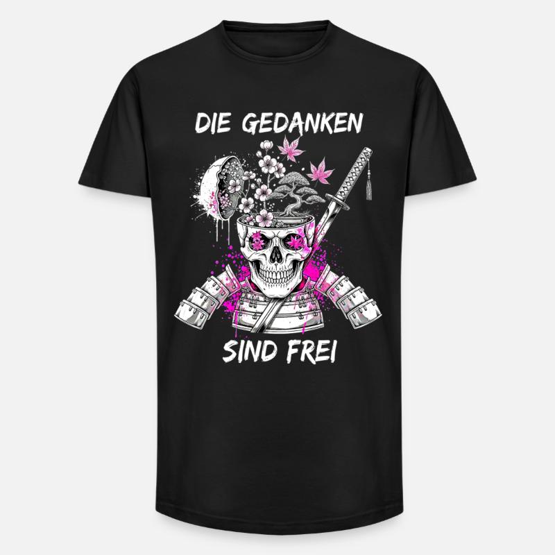 Kriegerischer Totenkopf Samurai - Long Fit Männer T-Shirt - Schwarz