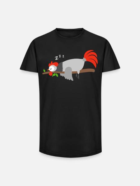 Good Night Rooster Design Shirt - Long Fit Men's T-Shirt - black