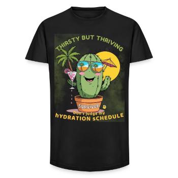 Sommerkaktus – Durstig, aber voller Leben - Long Fit Männer T-Shirt - Schwarz - Vorne - AI Model Male 185 light (185cm)