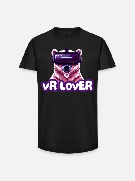 VR Bear with Virtual Reality Glasses - Long Fit Men's T-Shirt - black