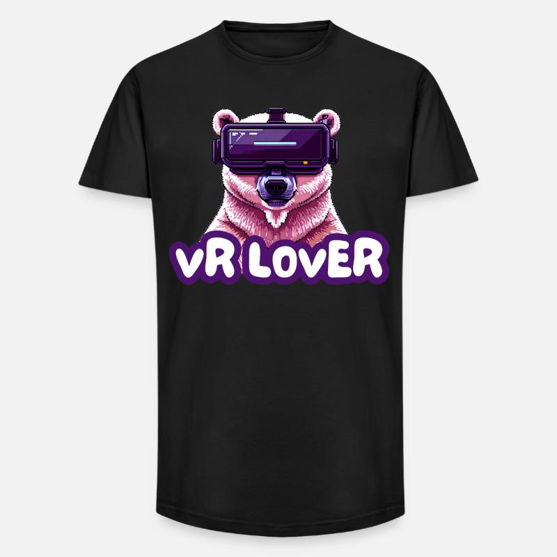 VR Bär mit Virtual Reality Brille - Long Fit Männer T-Shirt - Schwarz