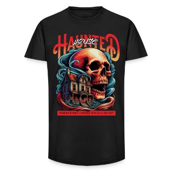 Horror - Hounted House - Long Fit Men's T-Shirt - black - Front - AI Model Male 185 light (185cm)
