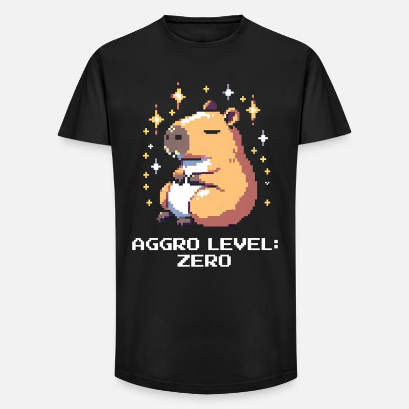 Aggro-Level: Null | Capybara & Ruhe - Long Fit Männer T-Shirt - Schwarz