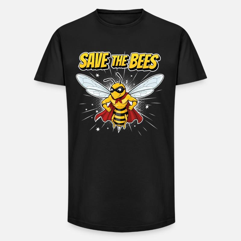 Comic Biene Heldenmotto - Long Fit Männer T-Shirt - Schwarz