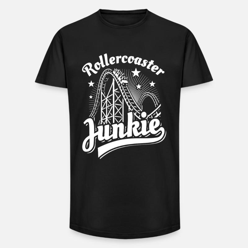 Rollercoaster Junkie - Achterbahn - Looping - Long Fit Männer T-Shirt - Schwarz