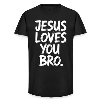 Jesus Loves You Brother Inspirational Message - Long Fit Men's T-Shirt - black - Front - AI Model Male 185 light (185cm)