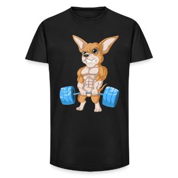 Haltérophilie Chihuahua - T-shirt coupe longue homme - noir - Devant - AI Model Male 185 light (185cm)