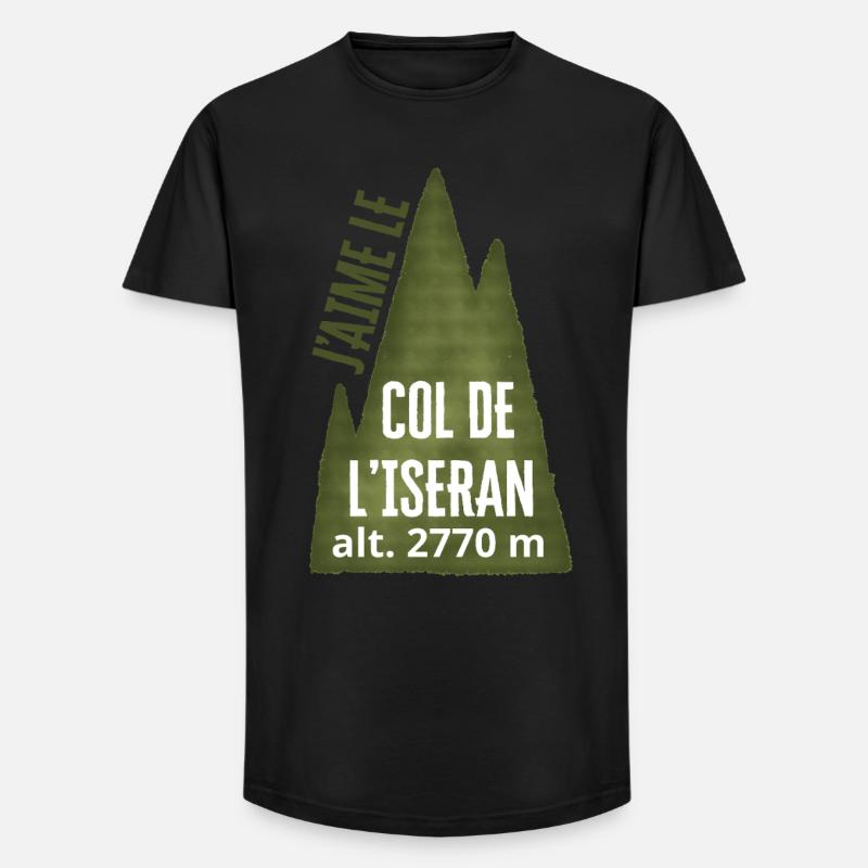 COL DE L’ISERAN ALT 2770 Meter - Long Fit Männer T-Shirt - Schwarz