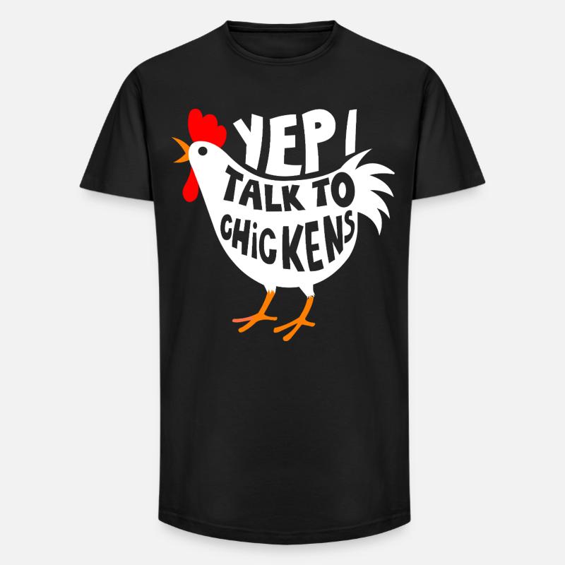 Ja, ich spreche mit Hühnern - Long Fit Männer T-Shirt - Schwarz