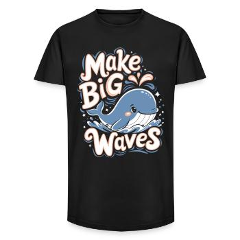 Ocean Conservation: Make Big Waves - Cute Whale - Long Fit Men's T-Shirt - black - Front - AI Model Male 185 light (185cm)