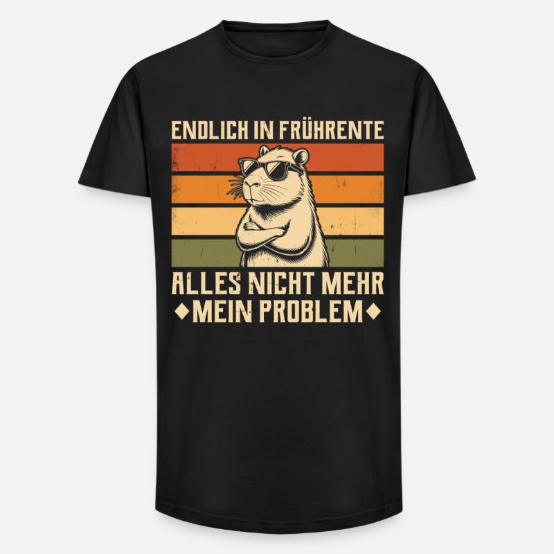 Endlich in Frührente - Capybara - Altersteilzeit - Long Fit Männer T-Shirt - Schwarz