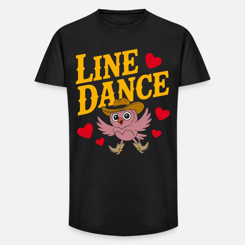 Linedance Eule mit Hut - Long Fit Männer T-Shirt - Schwarz