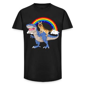 German Shepherd Dinosaur Ride - Long Fit Men's T-Shirt - black - Front - AI Model Male 185 light (185cm)