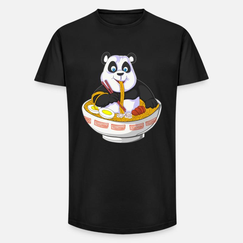 Panda Chef mit Nudelschüssel Design - Long Fit Männer T-Shirt - Schwarz