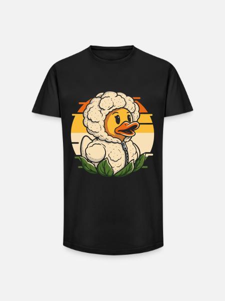 Cuddly duck head with cauliflower - Long Fit Men's T-Shirt - black