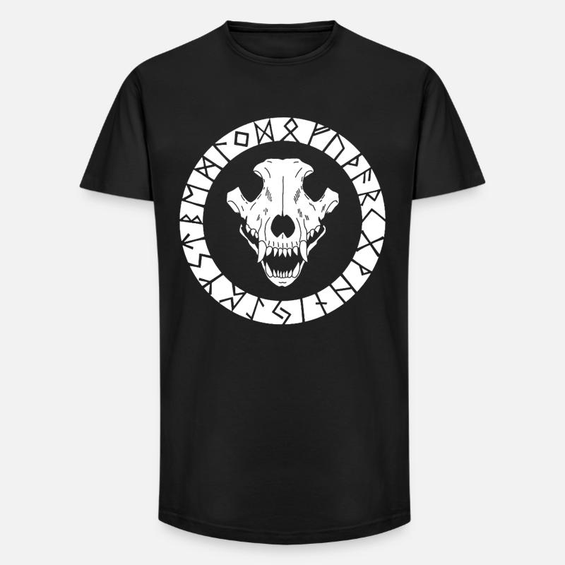 Weißer Wikinger Wolf Schädel - Long Fit Männer T-Shirt - Schwarz