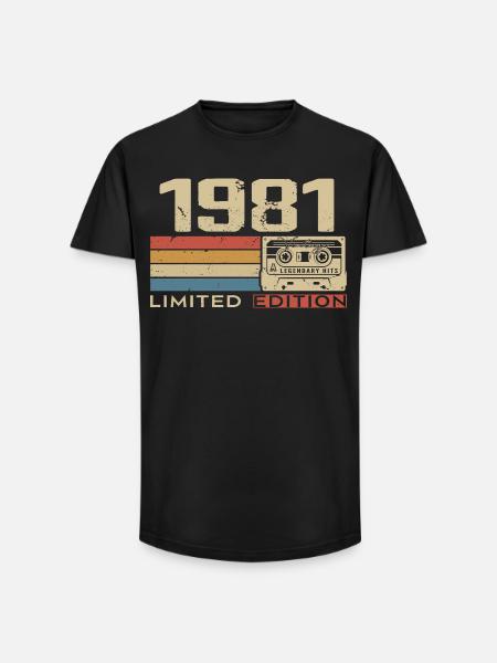 Legenden 1981 Vintage 1981 Jubileum 1981 vintage - Heren T-shirt met lange pasvorm - zwart