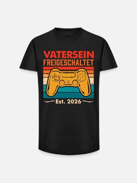 Werdender Papa VATERSEIN FREIGESCHALTET 2026 - Long Fit Männer T-Shirt - Schwarz