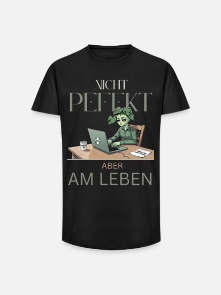 Perfectly alive – green, tired, real - Long Fit Men's T-Shirt - black
