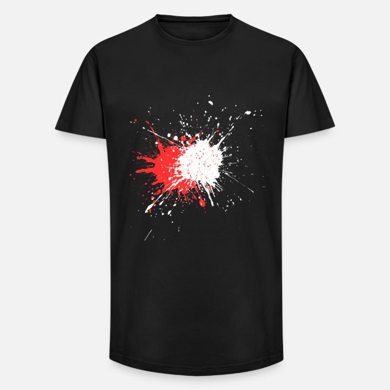 Abstrakte Farbspritztechnik auf Schwarz - Long Fit Männer T-Shirt - Schwarz