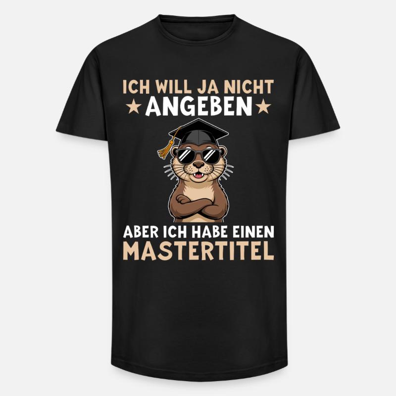 Masterabschluss - Otter mit Mastertitel - Long Fit Männer T-Shirt - Schwarz