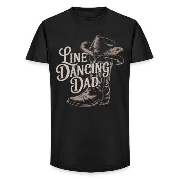 Dad Linedancing Western Cowboy Boot Design - Long Fit Men's T-Shirt - black - Front - AI Model Male 185 light (185cm)