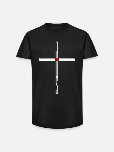 Jesus Cross Heart Love Believers Gift - Long Fit Men's T-Shirt - black