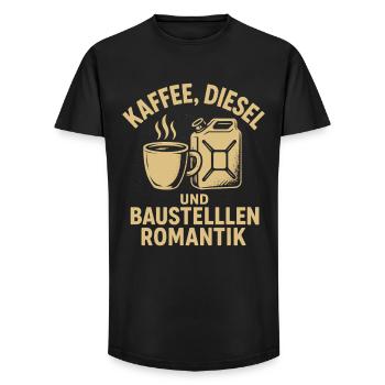 Kaffee, Diesel und Romantik am Bau - Long Fit Männer T-Shirt - Schwarz - Vorne - AI Model Male 185 light (185cm)