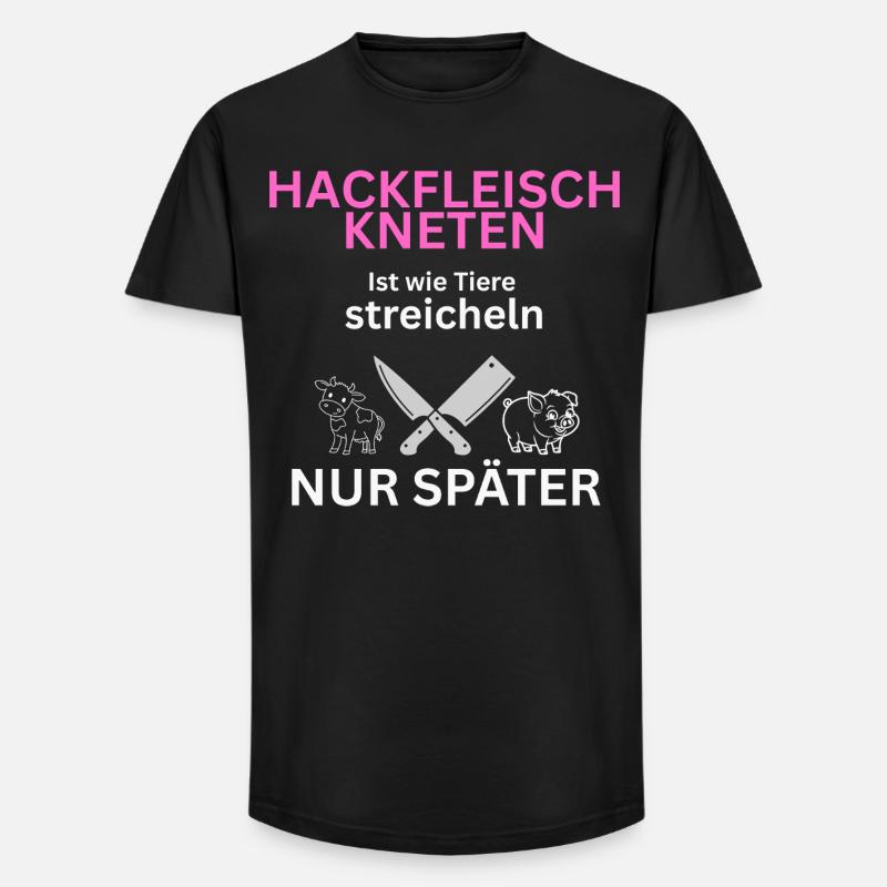 Fleisch Esser - Tiere streicheln-nur Später - Long Fit Männer T-Shirt - Schwarz